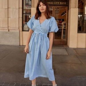 Christy Dawn Dahlia Puff Sleeve Dress in Midnight Gingham Size Small